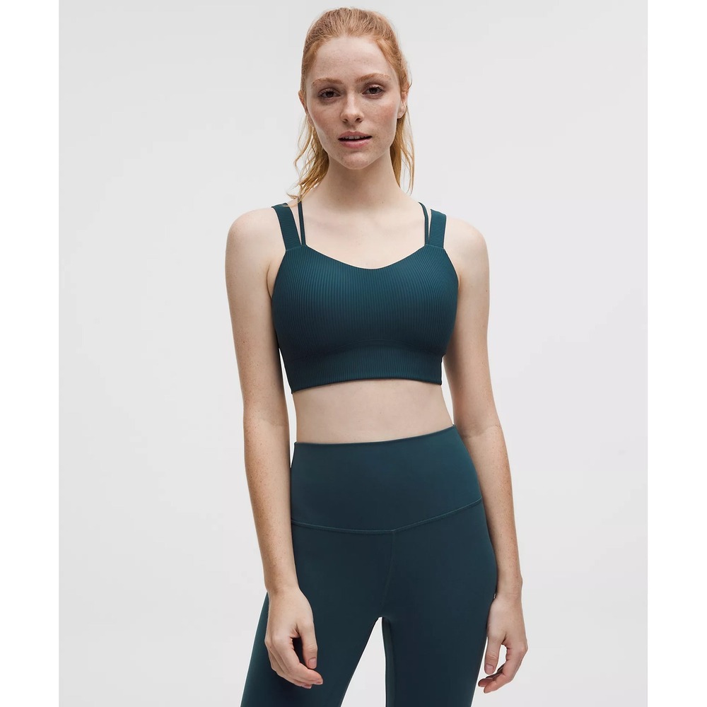 Lululemon-Like a Cloud Ribbed Longline Bra Light Support, D/DD-Indochine Blue